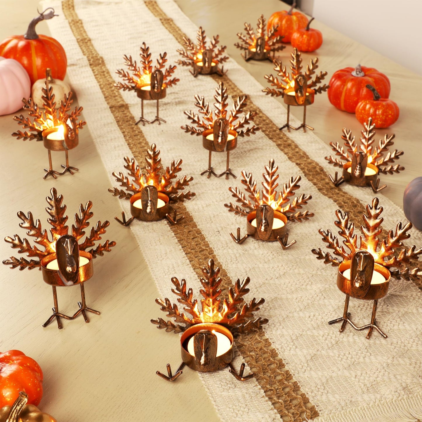 12 Pack Metal Turkey Tea Light Candle Holders