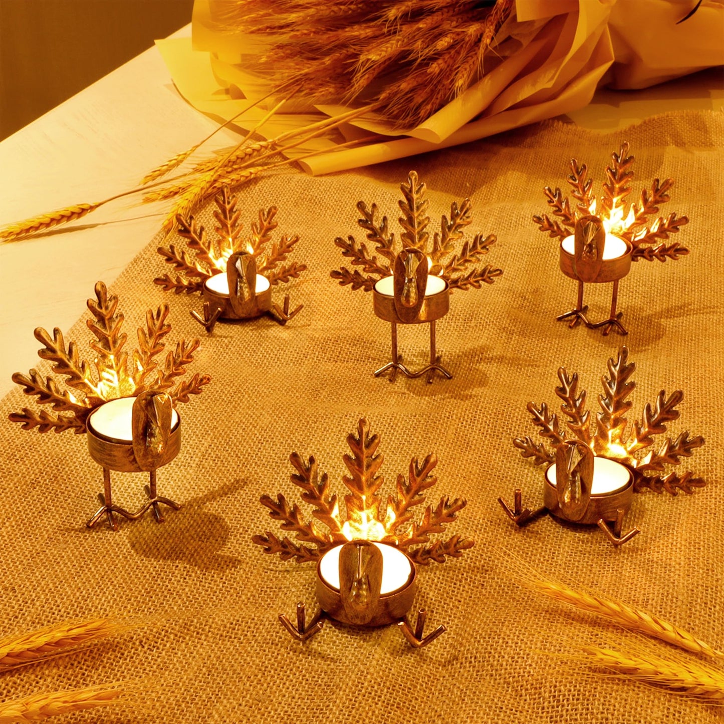 12 Pack Metal Turkey Tea Light Candle Holders