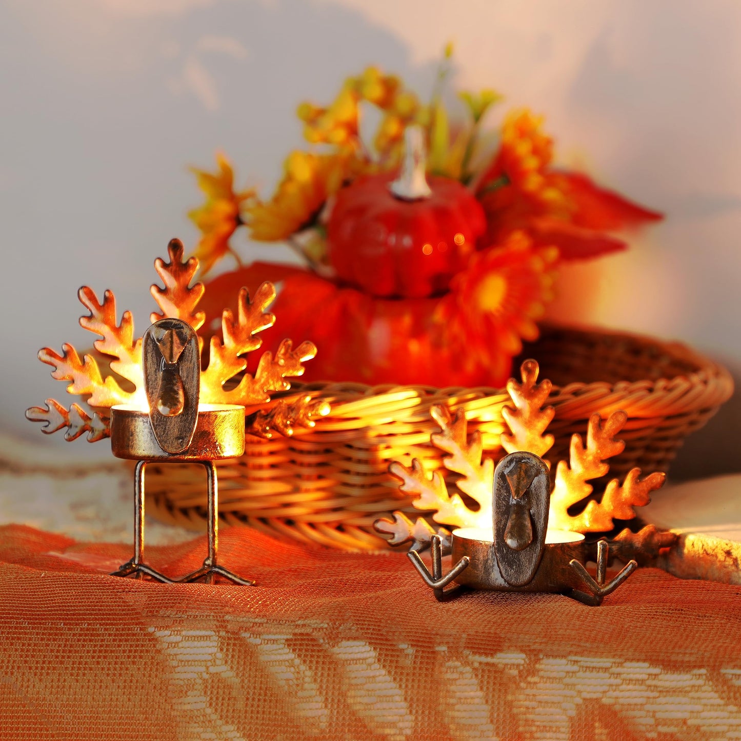 12 Pack Metal Turkey Tea Light Candle Holders