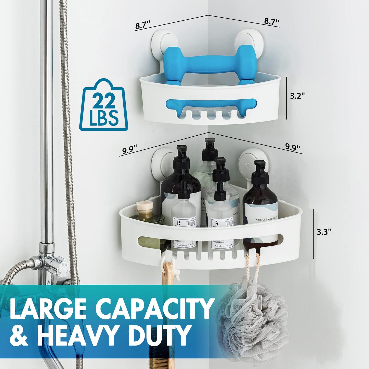 Heavy Duty Corner Shower Caddy Suction Cups