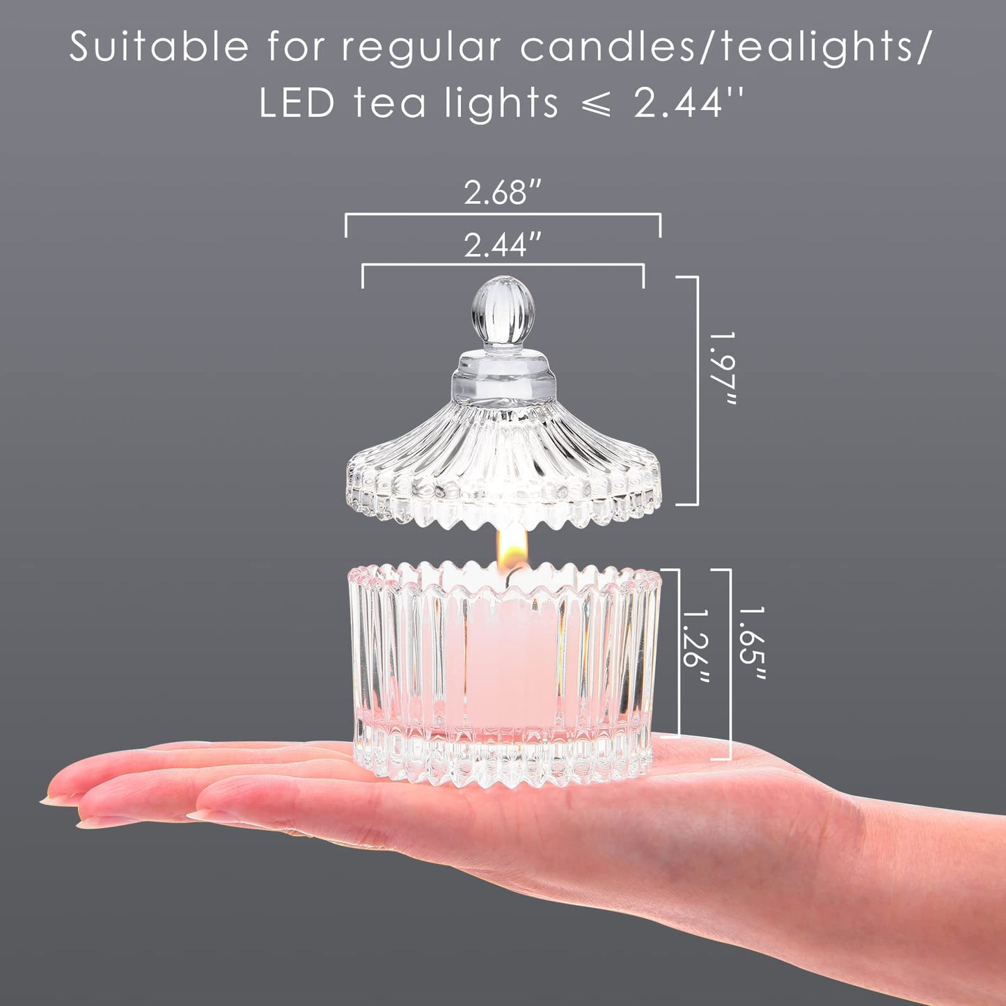 16 Pcs Tealight Candle Holder Glass Candle Jars with Lids