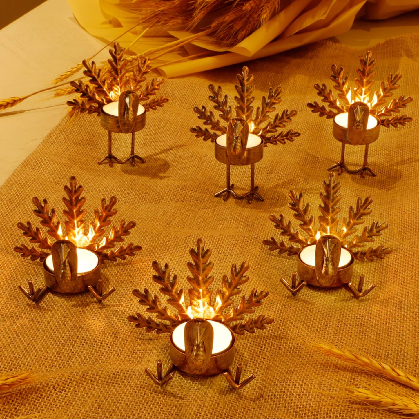 12 Pack Metal Turkey Tea Light Candle Holders