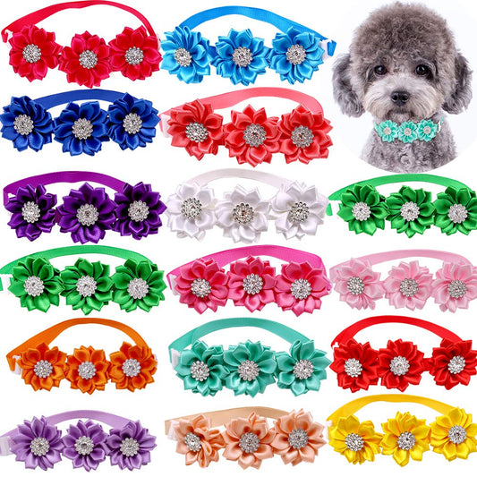 15pcs/Pack Dog Bow Tie Dog Flower Collar Diamond Dog Accessories
