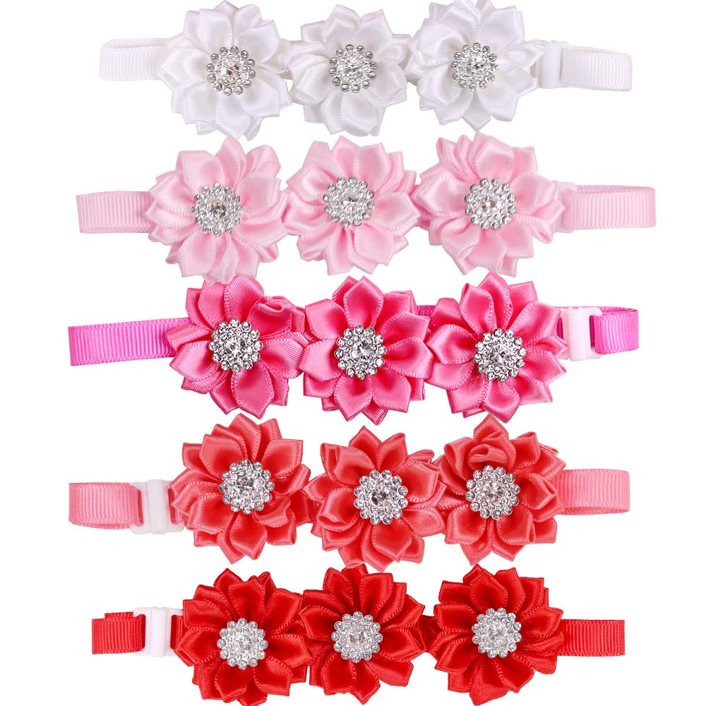 15pcs/Pack Dog Bow Tie Dog Flower Collar Diamond Dog Accessories