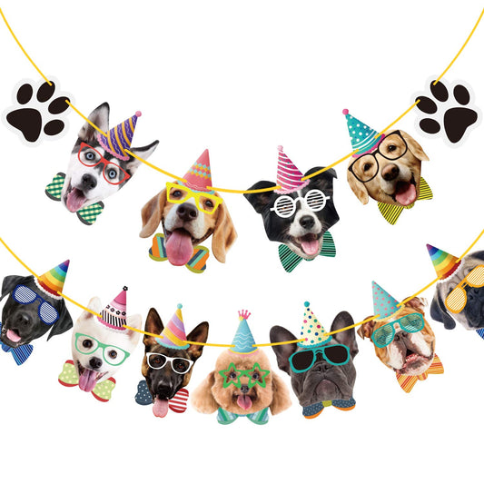 15 Pieces Dog Faces Claws Party Banner Set