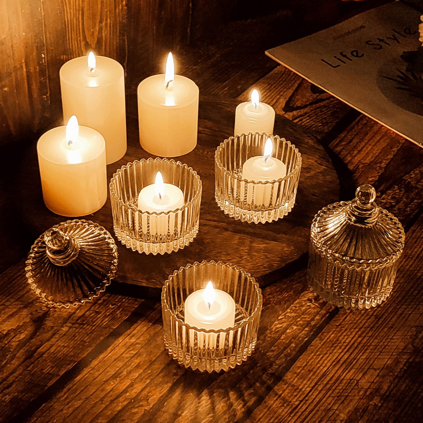 16 Pcs Tealight Candle Holder Glass Candle Jars with Lids