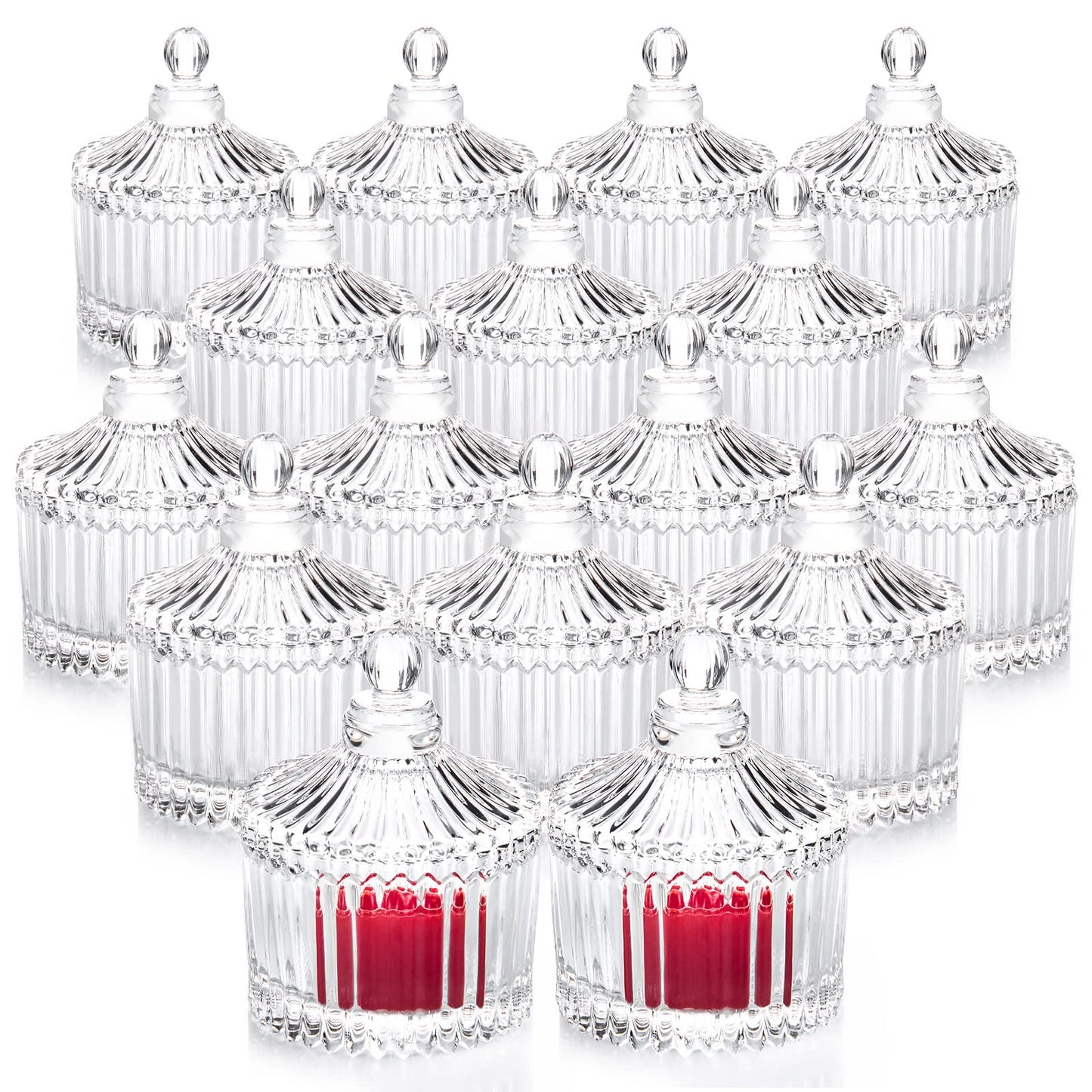 16 Pcs Tealight Candle Holder Glass Candle Jars with Lids