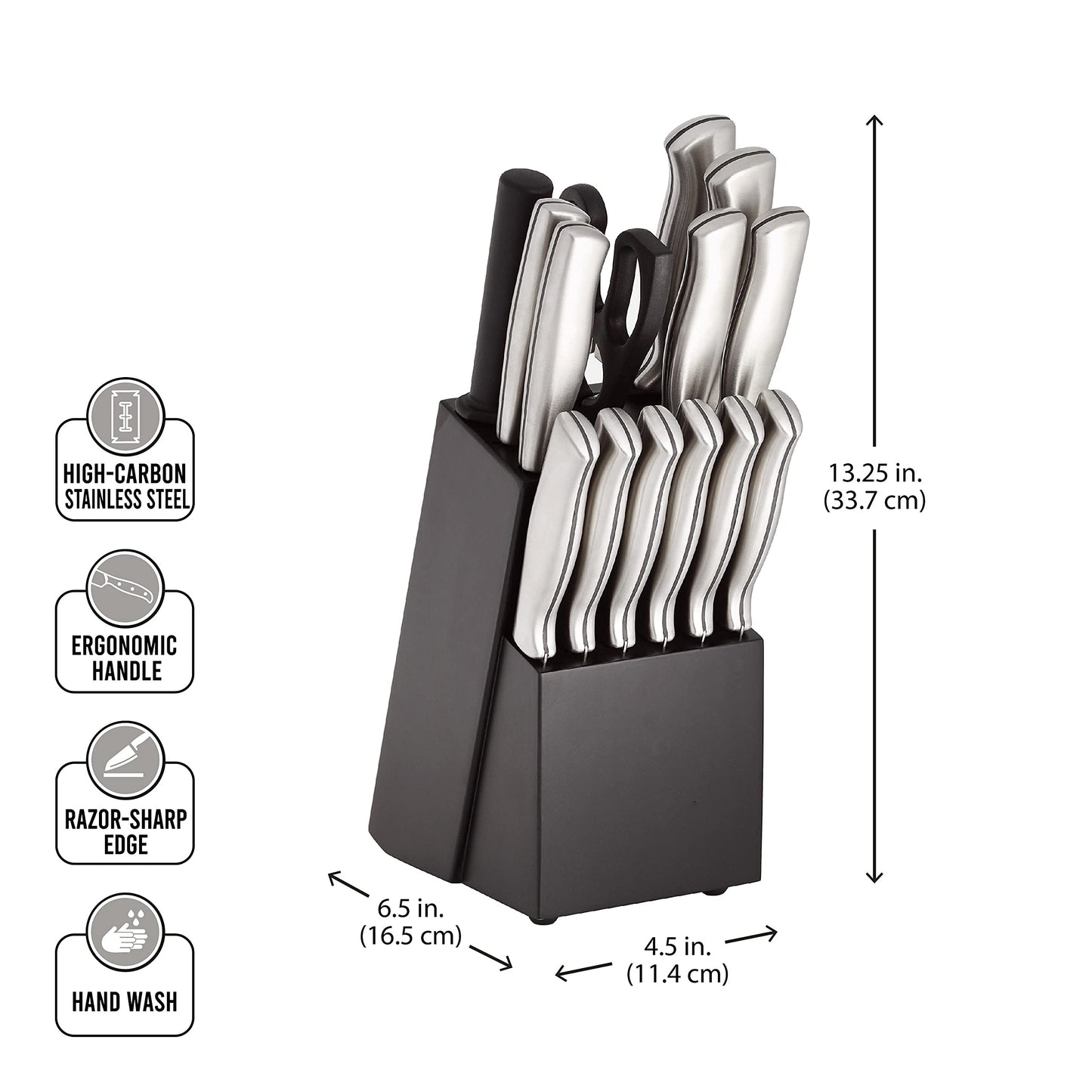 15 Piece High Carbon Stamped Stainless Steel Kitchen Knife Set