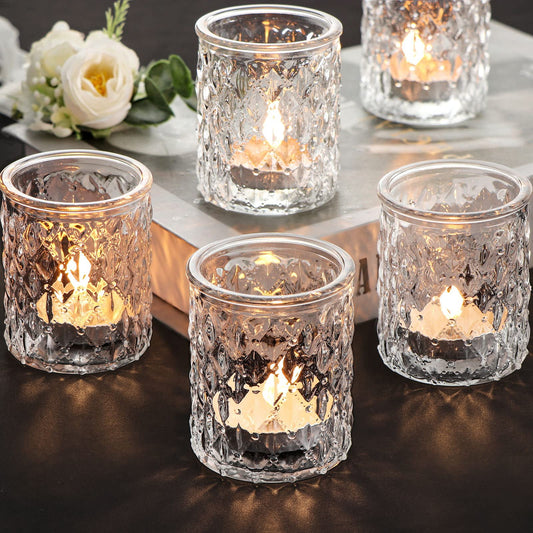 12 pcs Votive Candle Holders Clear Glass Tealight Candle Holder