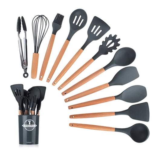 12Pcs Flatware Sets Kitchen Accessories Silicone Cooking Utensils Set