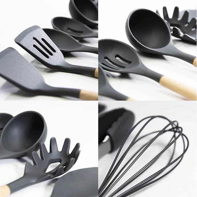 12Pcs Flatware Sets Kitchen Accessories Silicone Cooking Utensils Set